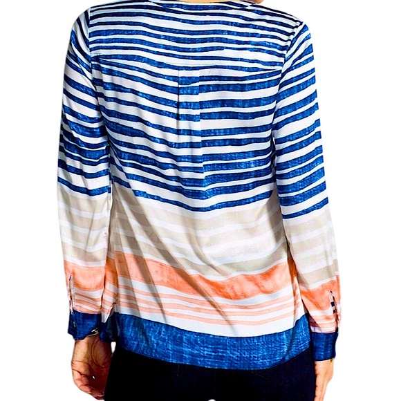 Chico’s Distressed Stripe Tunic Blouse Multicolor Size 2 Medium - Picture 2 of 14